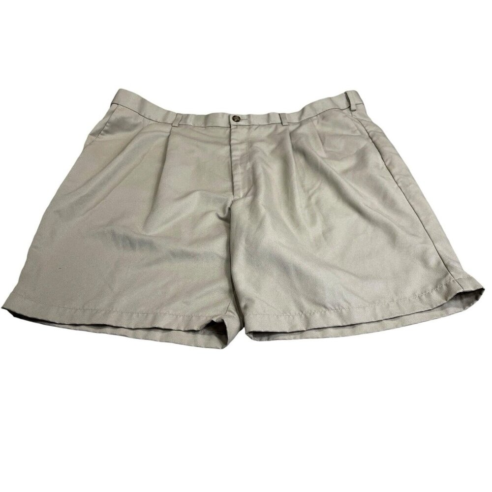 Roundtree & Yorke Men's Pleated Khaki Zip Up Button 4 Pocket Shorts SZ 46